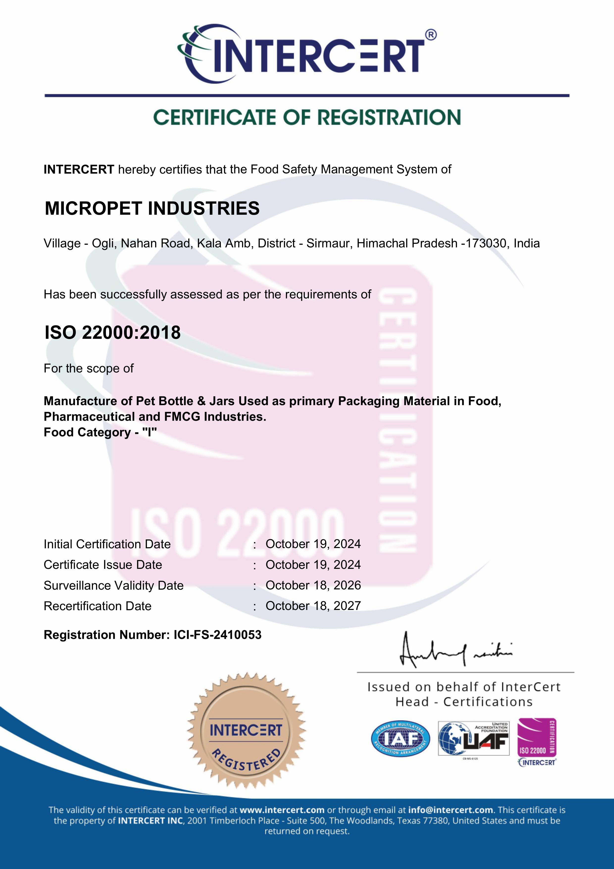 ISO 22000:2018 – Food Safety Management System
