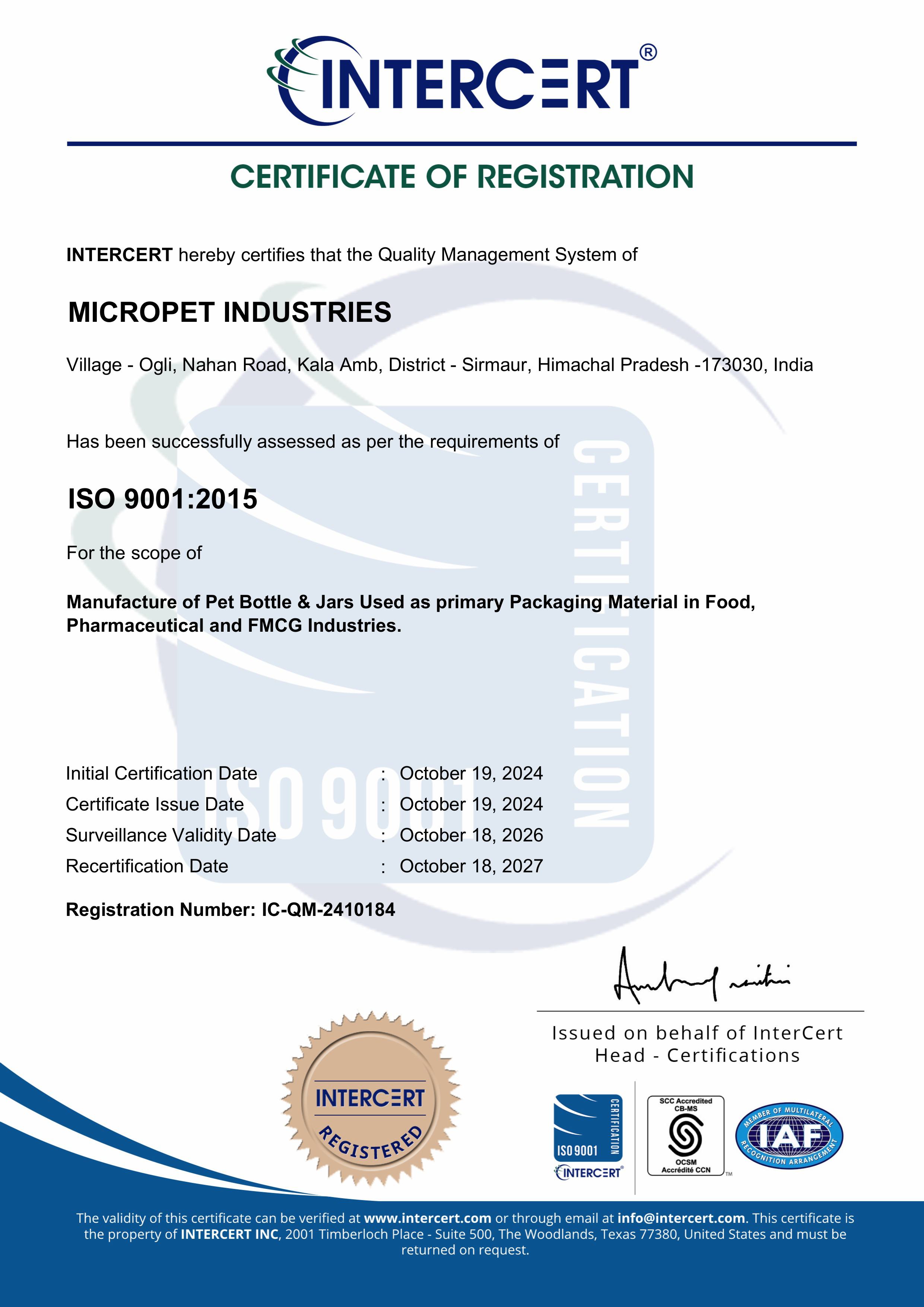 ISO 9001:2015 – Quality Management System
