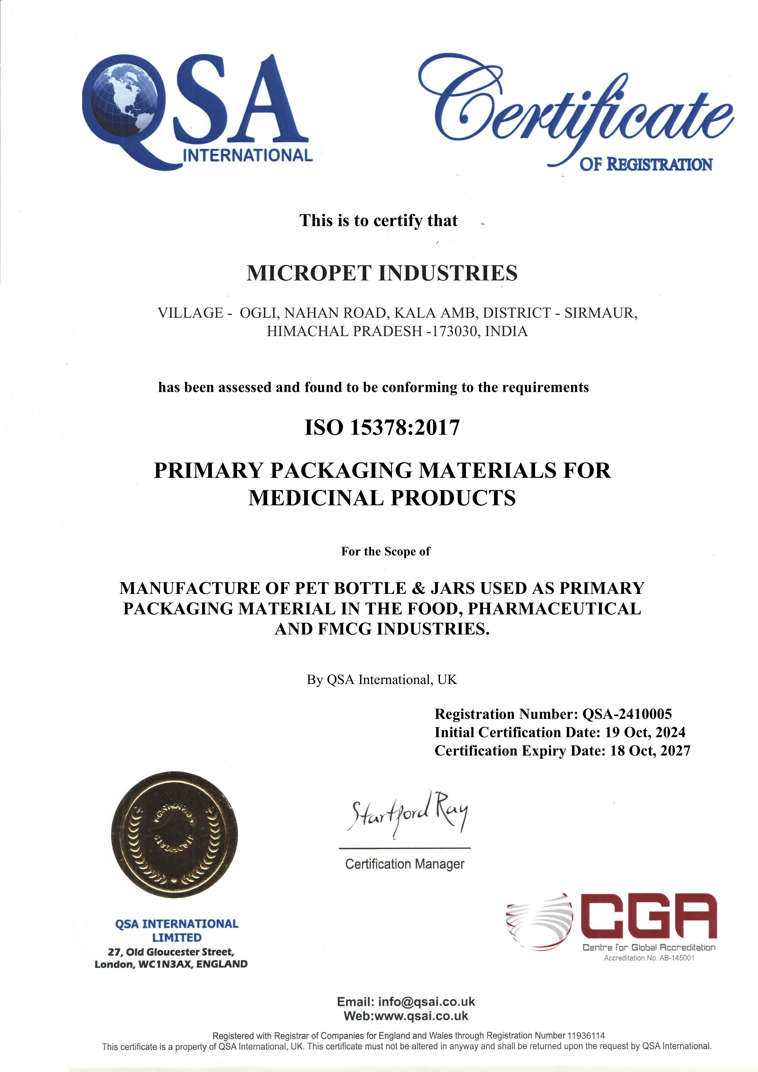 ISO 15378:2017 – Primary Packaging Materials for Medicinal Products